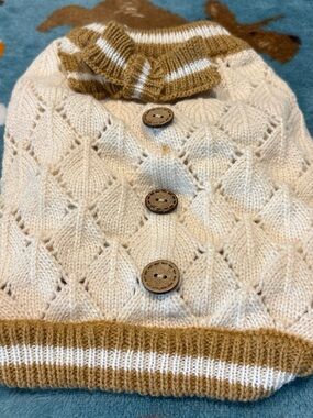 Cozy Cream & Tan Knit Cardigan for Small Pets